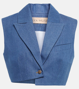 Aya Muse Ule cropped denim vest