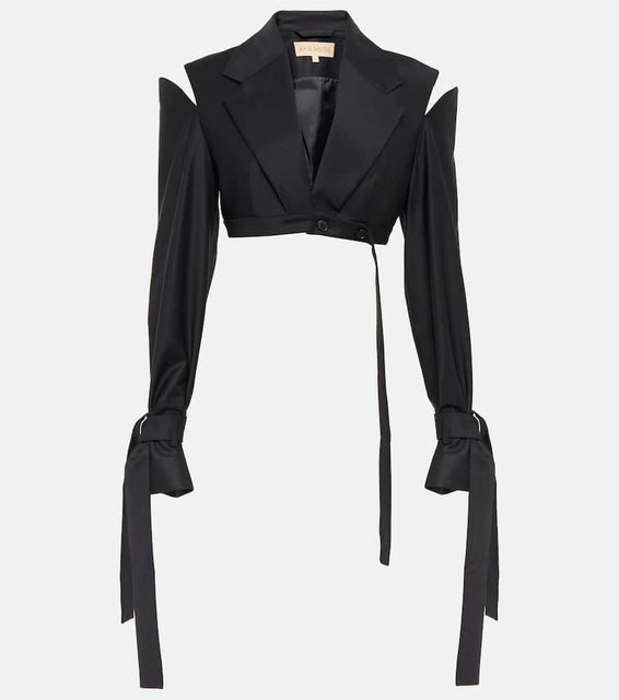 Aya Muse Xylo cutout cropped wool-blend blazer