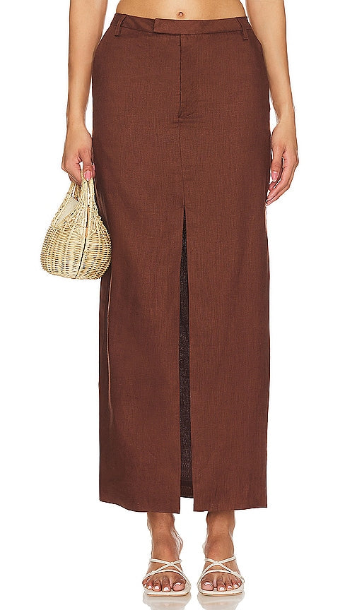 Bardot x REVOLVE Sita Maxi Skirt in Chocolate