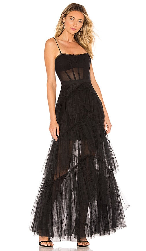 BCBGMAXAZRIA Corset Tulle Gown in Black - Robe corset en tulle BCBGMAXAZRIA en noir - BCBGMAXAZRIA 黑色紧身胸衣薄纱礼服 - BCBGMAXAZRIA Korsett-Tüllkleid in Schwarz - BCBGMAXAZRIA 코르셋 튤 가운 블랙 색상 - BCBGMAXAZRIA Abito in tulle con corsetto in nero