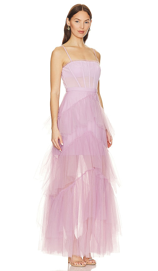 BCBGMAXAZRIA Corset Tulle Gown in Lavender