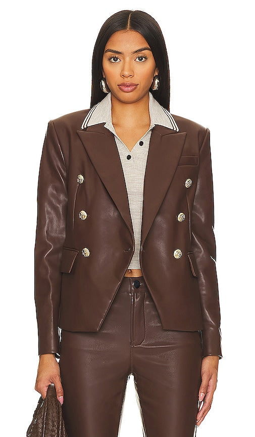 BCBGMAXAZRIA Faux Leather Blazer in Chocolate - BCBGMAXAZRIA Blazer en similicuir chocolat - BCBGMAXAZRIA 巧克力色人造皮革西装外套 - BCBGMAXAZRIA Kunstleder-Blazer in Schokolade - BCBGMAXAZRIA 인조 가죽 블레이저 초콜릿 색상 - BCBGMAXAZRIA Blazer in ecopelle color cioccolato