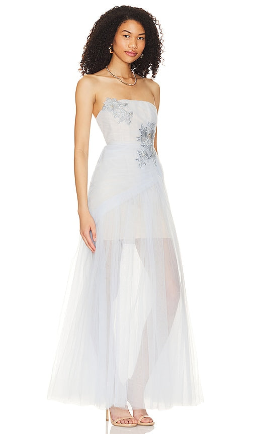 BCBGMAXAZRIA Strapless Gown in Baby Blue