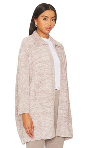 Barefoot Dreams CozyChic Collared Poncho In Almond & Deep Taupe in Taupe