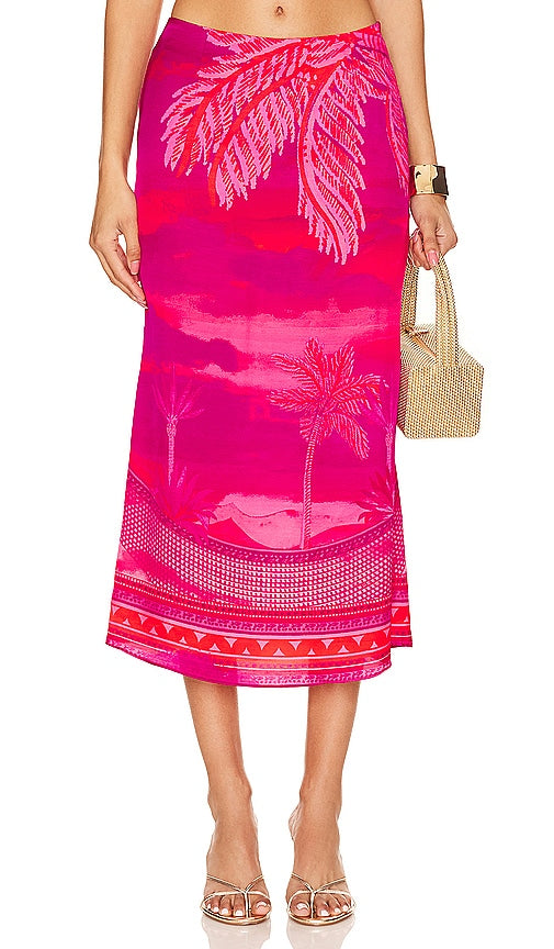 HEMANT AND NANDITA Midi Skirt in Fuchsia