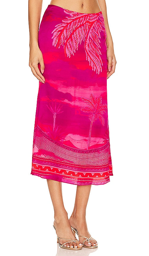 HEMANT AND NANDITA Midi Skirt in Fuchsia