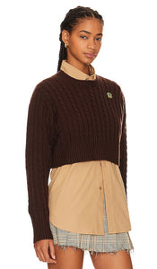 BEVERLY HILLS x REVOLVE Cropped Cable Crew in Brown