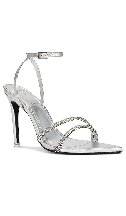 BLACK SUEDE STUDIO Ace Sandal in Metallic Silver