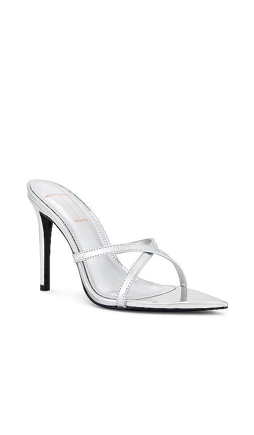 BLACK SUEDE STUDIO Arianna Sandal in Metallic Silver