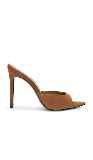 BLACK SUEDE STUDIO Brea Mule in Cognac | Caramel Suede Heeled Sandals for Women