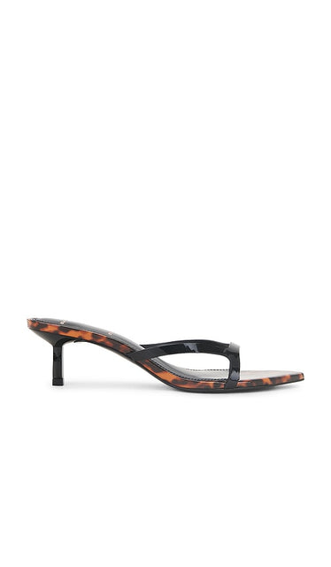 BLACK SUEDE STUDIO Emilia 50 Mule in Brown | Tortoise Patent Leather Heeled Sandals for Women