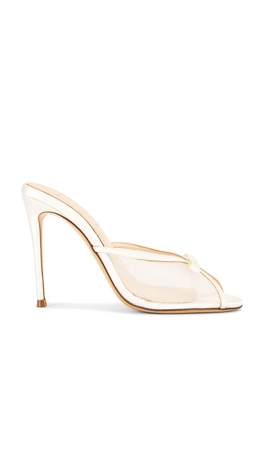 BLACK SUEDE STUDIO Sammie 100 Mule in White | White Heeled Sandals for Women