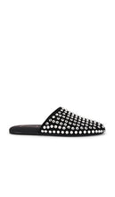 BLACK SUEDE STUDIO Shiloh Flat in Black | Black Flat Slides for Women