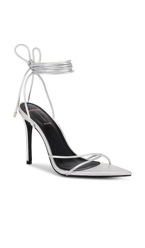 BLACK SUEDE STUDIO Talia Sandal in Metallic Silver