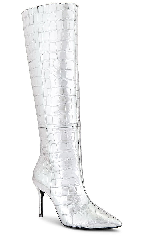 BLACK SUEDE STUDIO Tory Boot in Metallic Silver