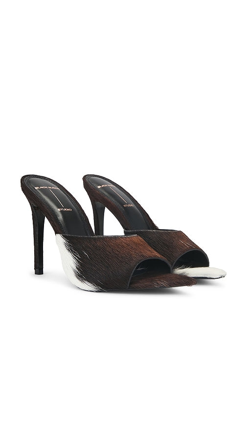 BLACK SUEDE STUDIO x REVOLVE Bella Sandal in Brown | Cowhide Open Toe Heels for Women