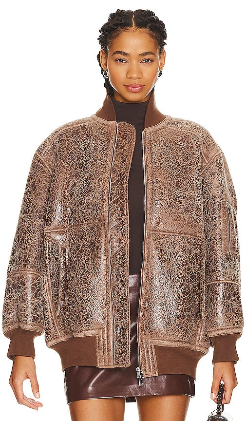 BLANCHA Shearling Bomber in Brown - Bomber en peau de mouton BLANCHA en marron - 棕色 BLANCHA 剪羊毛飞行员夹克 - BLANCHA Lammfell-Bomberjacke in Braun - BLANCHA 시어링 보머 브라운 색상 - Bomber in shearling BLANCHA in marrone