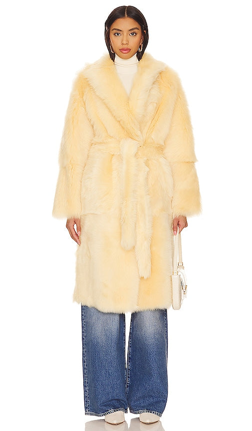 BLANCHA Shearling Coat in Cream