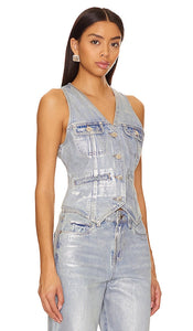 BLANKNYC Denim Vest in Metallic Silver