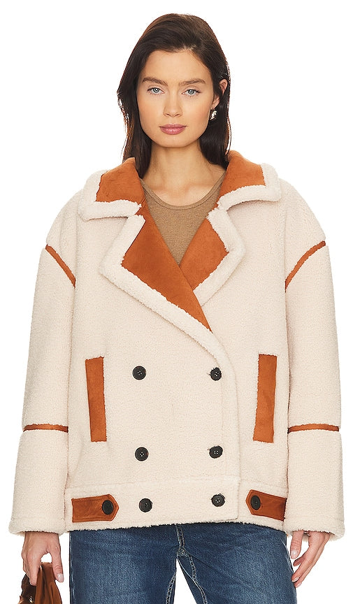 BLANKNYC Faux Fur Teddy Coat in Ivory