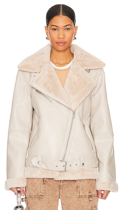 BLANKNYC Long Moto Jacket in White