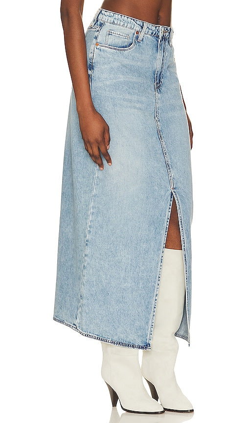 BLANKNYC Mid Rise Denim Maxi Skirt in Denim-Light