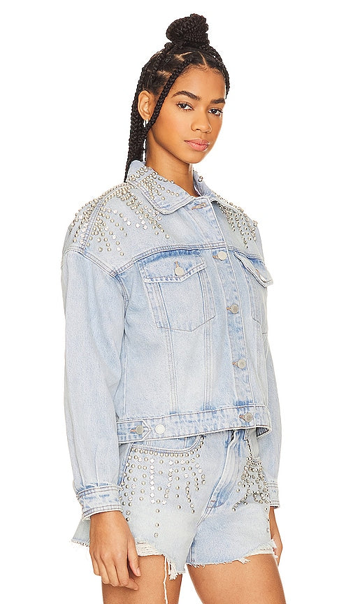 BLANKNYC Rhinestone Jacket in Denim-Light