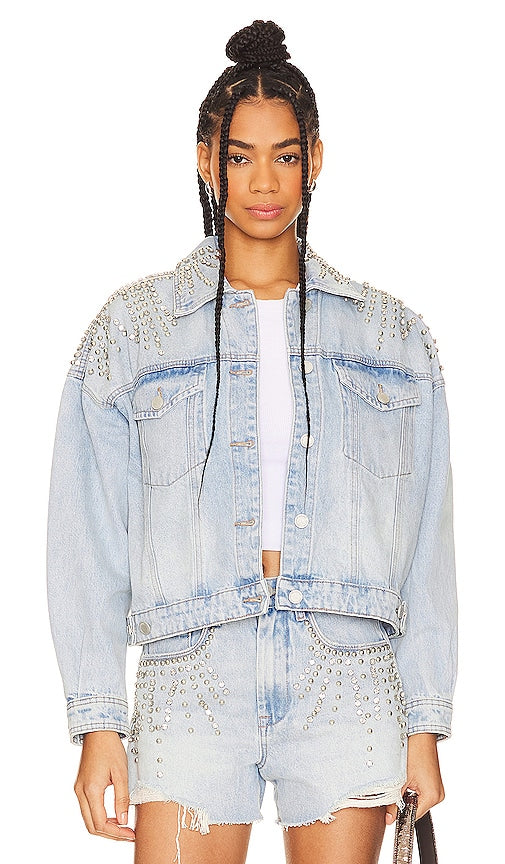 BLANKNYC Rhinestone Jacket in Denim-Light