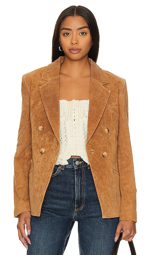 BLANKNYC Suede Blazer in Tan