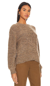 Bella Dahl Long Sleeve Crew Sweater in Brown