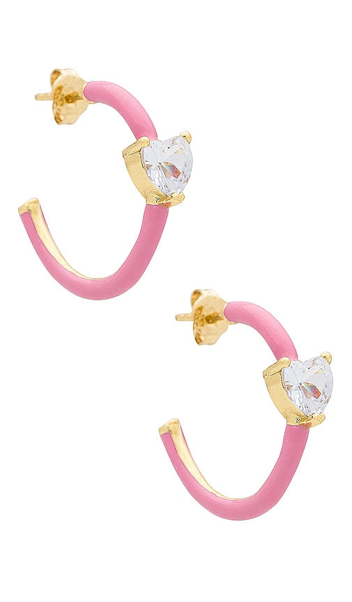BONBONWHIMS Rainbow Hoop Earrings in Pink