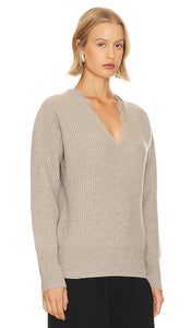 Brochu Walker Ava Lace Vee Sweater in Grey