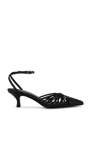 BLACK SUEDE STUDIO Grazia 50 in Black | Black Buffed Nappa Strappy Heels for Women