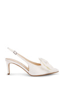 BLACK SUEDE STUDIO Misha 65 Slingback in White | White Satin Sling Back Heels for Women
