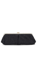 BTB Los Angeles Bijou Raffia Long Clutch in Black