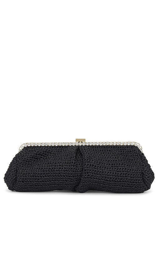 BTB Los Angeles Bijou Raffia Long Clutch in Black - Pochette longue en raphia Bijou BTB Los Angeles en noir - BTB Los Angeles Bijou 拉菲草黑色长手拿包 - BTB Los Angeles Bijou Raffia Lange Clutch in Schwarz - BTB Los Angeles Bijou 라피아 롱 클러치 블랙 색상 - Pochette lunga in rafia BTB Los Angeles Bijou in nero