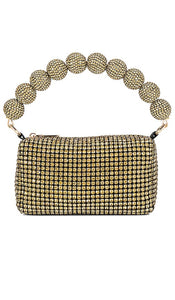 BTB Los Angeles Marbella Crystal Clutch in Metallic Gold