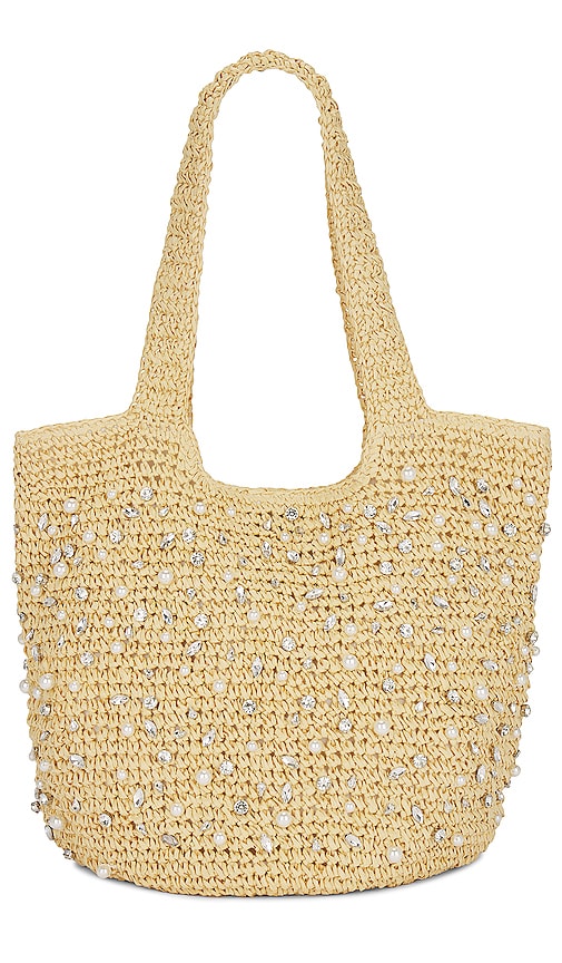 BTB Los Angeles Nia Crystal Hobo Bag in Beige