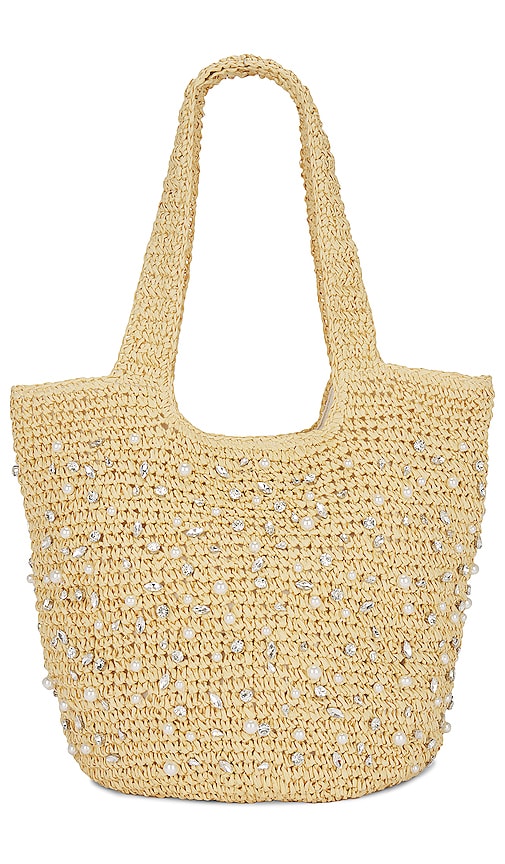 BTB Los Angeles Nia Crystal Hobo Bag in Beige