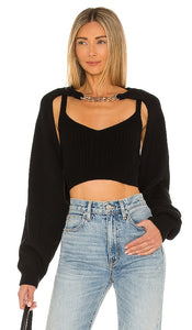 Bubish X REVOLVE Ava Knit Bolero Pullover in Black - Bubish X REVOLVE Pull boléro en tricot Ava en Noir - Bubish X REVOLVE Ava 黑色针织波莱罗套头衫 - Bubish X REVOLVE Ava Knit Bolero Pullover in Schwarz - Bubish X REVOLVE Ava Knit 볼레로 풀오버블랙 색상 - Pullover Bolero in maglia Bubish X REVOLVE Ava in nero
