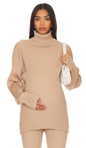 BUMPSUIT Cozy Rib Maternity Sweater in Tan