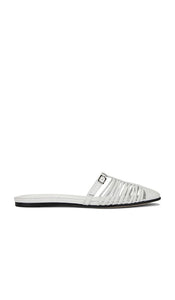 BY FAR Osip Flat in White | Burrata Closed Toe Mules for Women