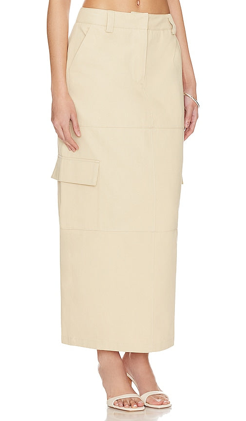 BY.DYLN Laikon Cargo Maxi Skirt in Beige