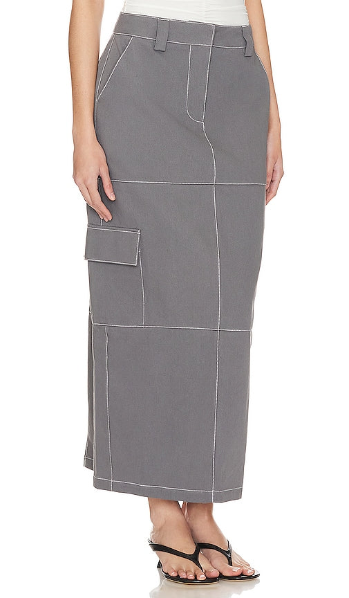 BY.DYLN Laikon Cargo Maxi Skirt in Grey