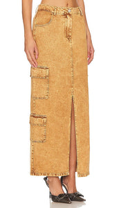 BY.DYLN Tate Maxi Skirt in Tan