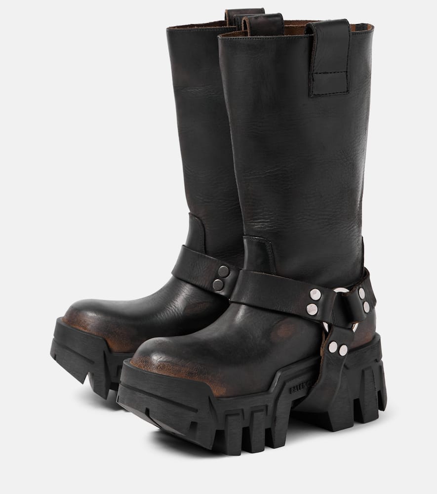 Balenciaga Bulldozer Harness leather biker boots