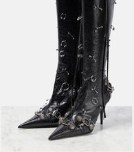 Balenciaga Cagole embellished leather knee-high boots