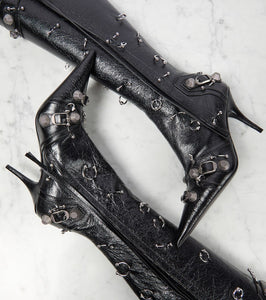 Balenciaga Cagole embellished leather knee-high boots