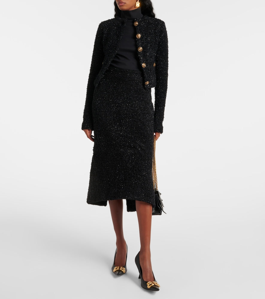 Balenciaga Cotton-blend tweed midi skirt