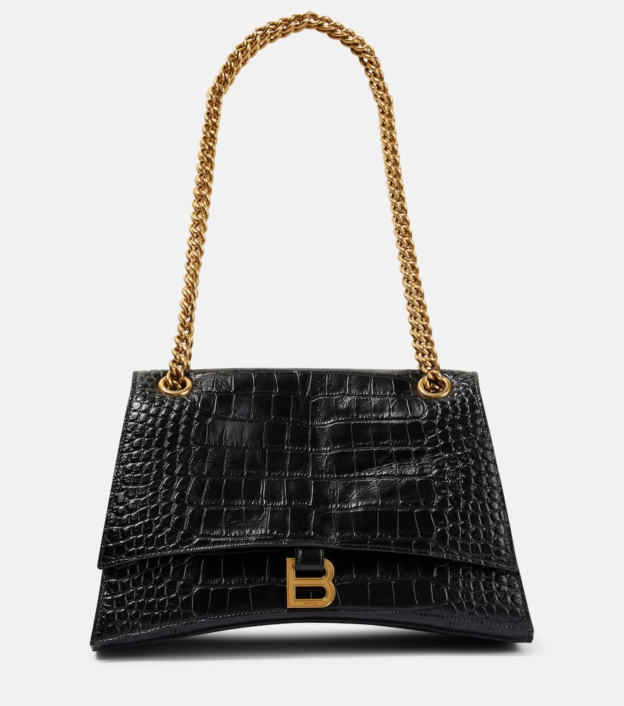 Balenciaga Crush Medium croc-effect leather shoulder bag. Shop Balenciaga Shoulder Bags for women now.